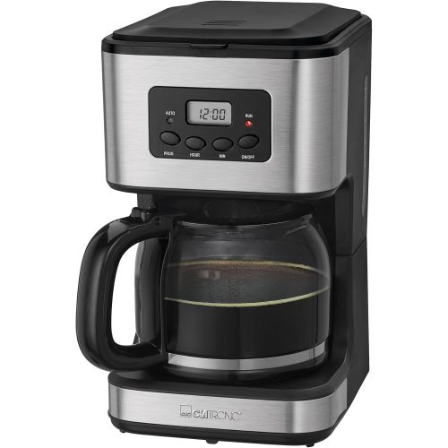  Clatronic KA 3642 Kaffeefiltermaschine fuer 12-14 Tassen 1,5 L, Edelstahlfront,Timer, Inox schwarz