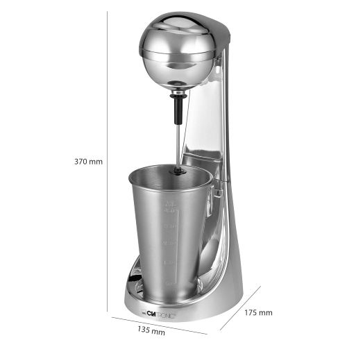  Clatronic BM 3472 // 2in1 Barmixer & Milchaufschaumer in Einem // 450 ml Fassungsvermoegen // 2 Geschwindigkeitsstufen // Edelstahlbecher & -mixstab // Chromdesign