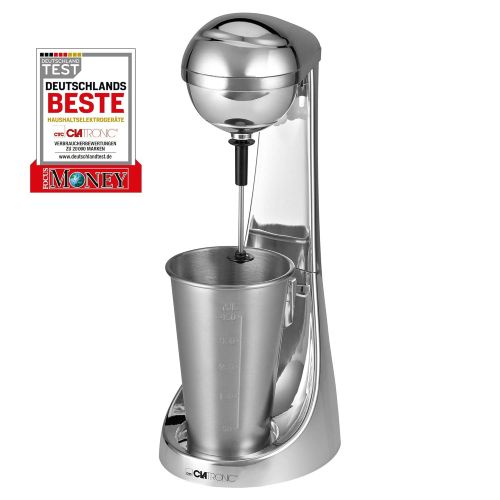  Clatronic BM 3472 // 2in1 Barmixer & Milchaufschaumer in Einem // 450 ml Fassungsvermoegen // 2 Geschwindigkeitsstufen // Edelstahlbecher & -mixstab // Chromdesign