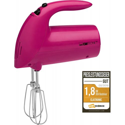  Clatronic Handmixer HM 3014 /// Edelstahlquirle & -knethaken /// 5 Geschwindigkeitsstufen /// Zubehoerteile spuelmaschinengeeignet /// 250 Watt /// Brombeere