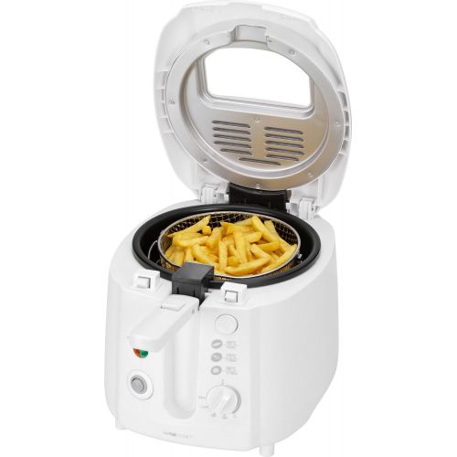  Clatronic Large frying basket Fryer 2Litres and powerful 1800Watt (with Removable Non Stick CoatedSteel Odour Filter Oil; freely adjustable thermostat 130190°C)