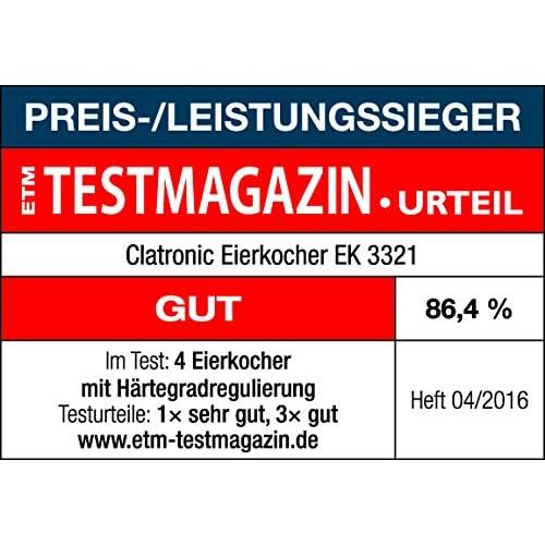  Clatronic 263 118 EK 3321 Eierkocher mit Hartegradeinstellung (7 Eier) 400 Watt inox