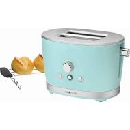 Clatronic Toaster mit Broetchenaufsatz Mint Edelstahl Regelbarer Thermostat (Retro, 850 Watt, 2 Toastschlitze, Kruemelschublade)