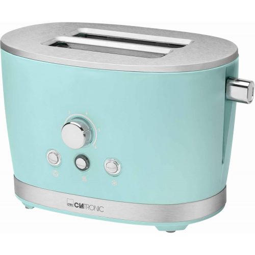  Clatronic Toaster mit Broetchenaufsatz Mint Edelstahl Regelbarer Thermostat (Retro, 850 Watt, 2 Toastschlitze, Kruemelschublade)