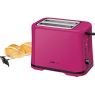 Clatronic TA 3554 Kompakter 2-Scheiben Toaster, Broetchenaufsatz (abnehmbar), Aufwarm, Auftau Schnellstoppfunktion, stufenlos einstellbarer Braunungsgrad, Kruemelschublade, Brombeer