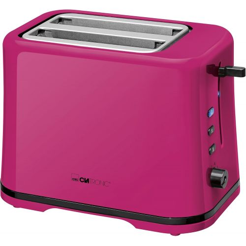  Clatronic TA 3554 Kompakter 2-Scheiben Toaster, Broetchenaufsatz (abnehmbar), Aufwarm, Auftau Schnellstoppfunktion, stufenlos einstellbarer Braunungsgrad, Kruemelschublade, Brombeer