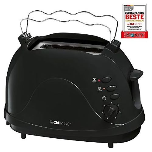  Clatronic TA 3565 2-Scheiben-Toaster, Cool-Touch Gehause, integrierter Broetchenaufsatz, Aufwarmfunktion, Auftaufunktion, Schnellstoppfunktion, schwarz