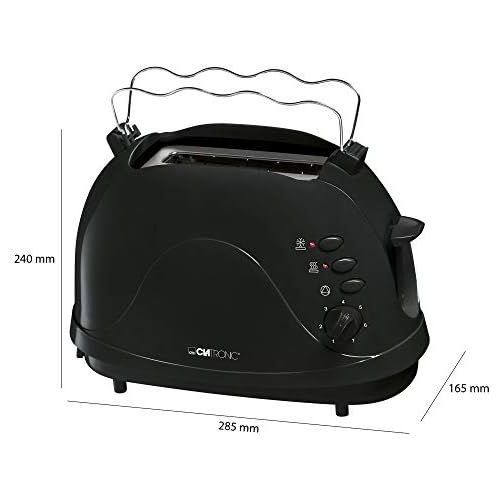  Clatronic TA 3565 2-Scheiben-Toaster, Cool-Touch Gehause, integrierter Broetchenaufsatz, Aufwarmfunktion, Auftaufunktion, Schnellstoppfunktion, schwarz