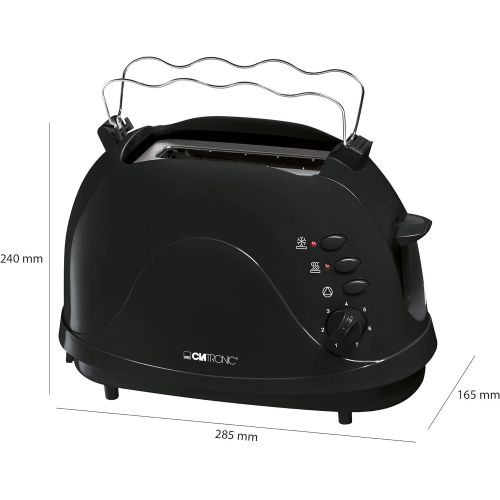  Clatronic TA 3565 2-Scheiben-Toaster, Cool-Touch Gehause, integrierter Broetchenaufsatz, Aufwarmfunktion, Auftaufunktion, Schnellstoppfunktion, schwarz