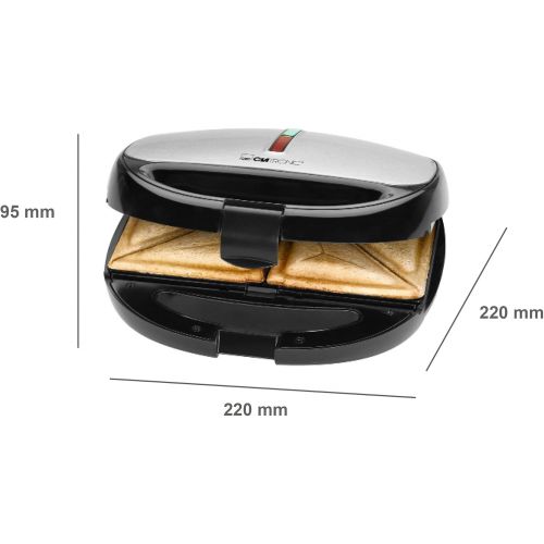  Clatronic ST/WA 3670, 3in1 Sandwichmaker / Waffelautomat / Kontaktgrill, inkl. 3 antihaftbeschichteter Wechselplatten, Edelstahleinlage, schwarz