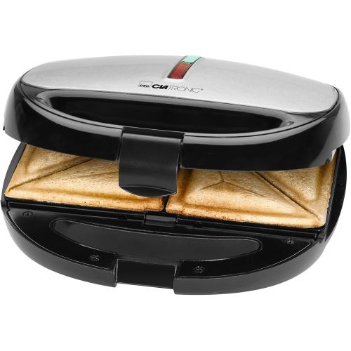  Clatronic ST/WA 3670, 3in1 Sandwichmaker / Waffelautomat / Kontaktgrill, inkl. 3 antihaftbeschichteter Wechselplatten, Edelstahleinlage, schwarz