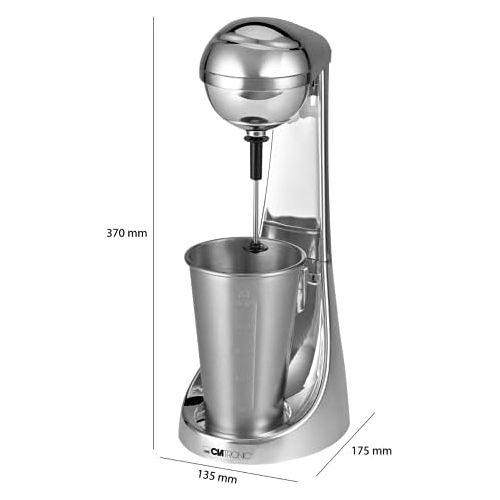  Clatronic BM 3472 // 2in1 Barmixer & Milchaufschaumer in Einem // 650 ml Fassungsvermoegen // 2 Geschwindigkeitsstufen // Edelstahlbecher & -mixstab // Chromdesign