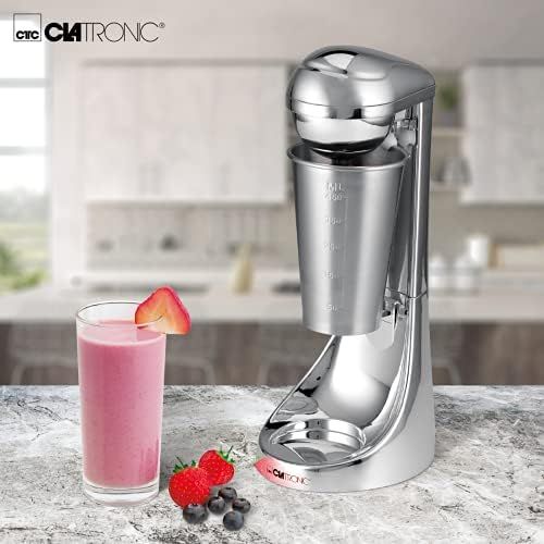  Clatronic BM 3472 // 2in1 Barmixer & Milchaufschaumer in Einem // 650 ml Fassungsvermoegen // 2 Geschwindigkeitsstufen // Edelstahlbecher & -mixstab // Chromdesign