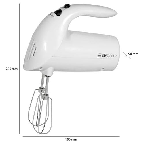  Clatronic Handmixer HM 3014 /// Edelstahlquirle & -knethaken /// 5 Geschwindigkeitsstufen /// Zubehoerteile spuelmaschinengeeignet /// 250 Watt /// Orange