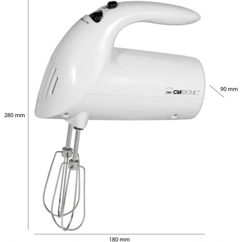  Clatronic Handmixer HM 3014 /// Edelstahlquirle & -knethaken /// 5 Geschwindigkeitsstufen /// Zubehoerteile spuelmaschinengeeignet /// 250 Watt /// Orange