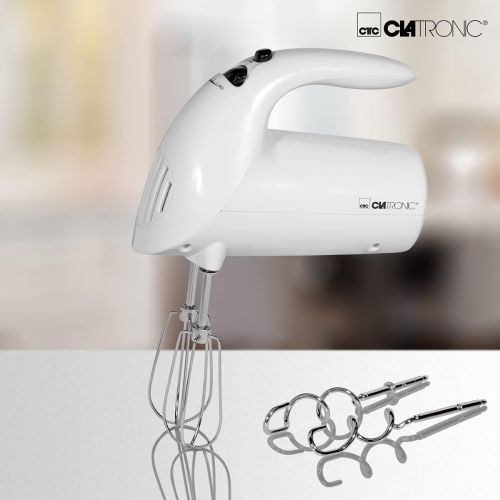  Clatronic Handmixer HM 3014 /// Edelstahlquirle & -knethaken /// 5 Geschwindigkeitsstufen /// Zubehoerteile spuelmaschinengeeignet /// 250 Watt /// Orange