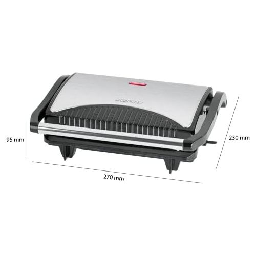  Clatronic MG 3519 Multigrill fuer beidseitiges, fettfreies Grillen, antihaftbeschichtete Grillplatten, Edelstahlgehause