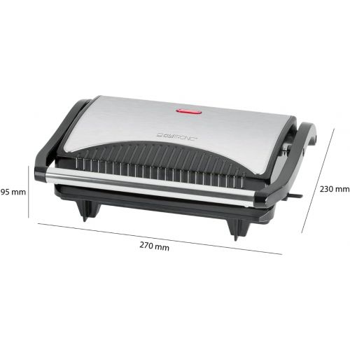  Clatronic MG 3519 Multigrill fuer beidseitiges, fettfreies Grillen, antihaftbeschichtete Grillplatten, Edelstahlgehause