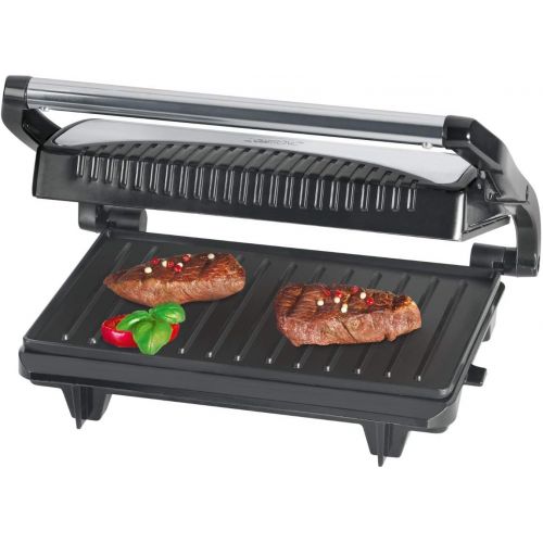  Clatronic MG 3519 Multigrill fuer beidseitiges, fettfreies Grillen, antihaftbeschichtete Grillplatten, Edelstahlgehause