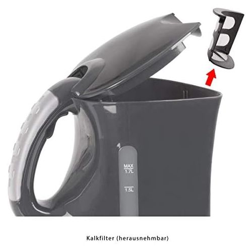  Clatronic WK 3445 Wasserkocher, 1,7 L, 2 aussenliegende Wasserstandsanzeigen, Edelstahlheizelement