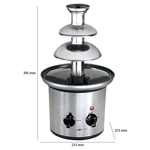  Clatronic Edelstahl Schokoladen-Brunnen Schoko-Brunnen Fontane Elektrisch Kase Frucht-Sosse Barbecue-Sosse (Sparsame 170 Watt, 500 g Schokolade, 750 g Kuvertuere)