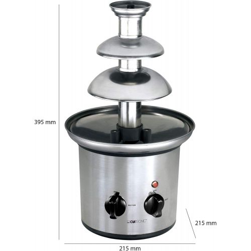  Clatronic Edelstahl Schokoladen-Brunnen Schoko-Brunnen Fontane Elektrisch Kase Frucht-Sosse Barbecue-Sosse (Sparsame 170 Watt, 500 g Schokolade, 750 g Kuvertuere)