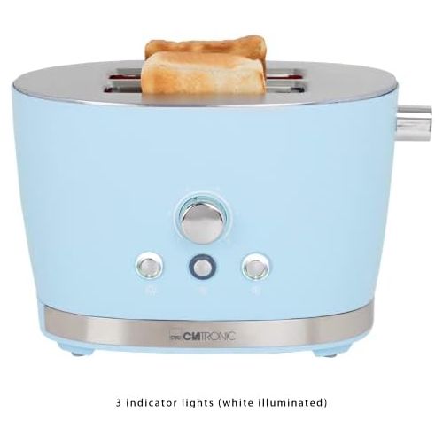  Clatronic TA 3690 RocknRetro 2-Scheiben-Toaster mit Broetchenaufsatz, Kruemelschublade, Auftaufunktion, Aufwarmfunktion, Schnellstoppfunktion, Pink