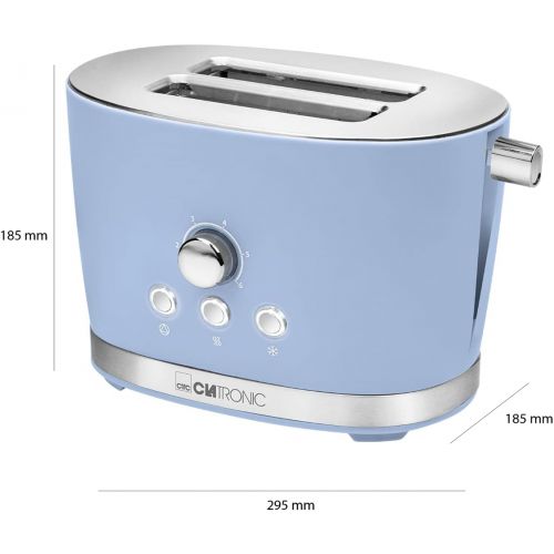  Clatronic TA 3690 RocknRetro 2-Scheiben-Toaster mit Broetchenaufsatz, Kruemelschublade, Auftaufunktion, Aufwarmfunktion, Schnellstoppfunktion, Pink