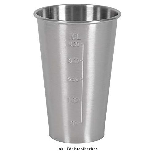  Clatronic BM 3472 // 2in1 Barmixer & Milchaufschaumer in Einem // 450 ml Fassungsvermoegen // 2 Geschwindigkeitsstufen // Edelstahlbecher & -mixstab // Chromdesign