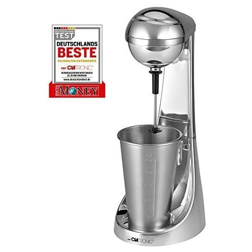  Clatronic BM 3472 // 2in1 Barmixer & Milchaufschaumer in Einem // 450 ml Fassungsvermoegen // 2 Geschwindigkeitsstufen // Edelstahlbecher & -mixstab // Chromdesign