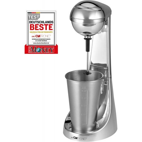  Clatronic BM 3472 // 2in1 Barmixer & Milchaufschaumer in Einem // 450 ml Fassungsvermoegen // 2 Geschwindigkeitsstufen // Edelstahlbecher & -mixstab // Chromdesign