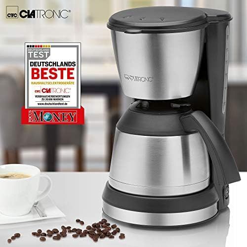  Clatronic KA 3563 Kaffeemaschine, fuer 8-10 Tassen Kaffee (ca. 1,2 Liter), 800 Watt, inkl. hochwertigen Edelstahlapplikationen, Nachtropfsicherung