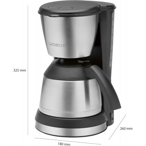  Clatronic KA 3563 Kaffeemaschine, fuer 8-10 Tassen Kaffee (ca. 1,2 Liter), 800 Watt, inkl. hochwertigen Edelstahlapplikationen, Nachtropfsicherung