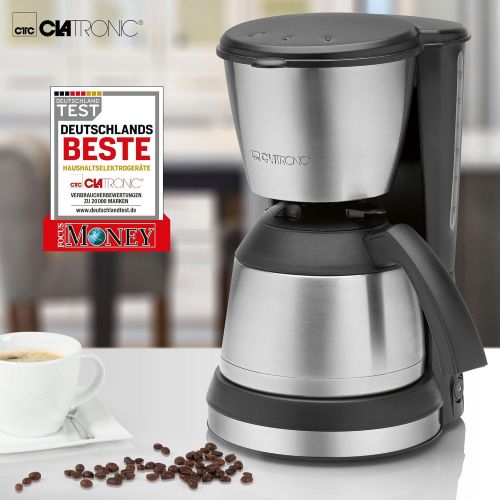  Clatronic KA 3563 Kaffeemaschine, fuer 8-10 Tassen Kaffee (ca. 1,2 Liter), 800 Watt, inkl. hochwertigen Edelstahlapplikationen, Nachtropfsicherung