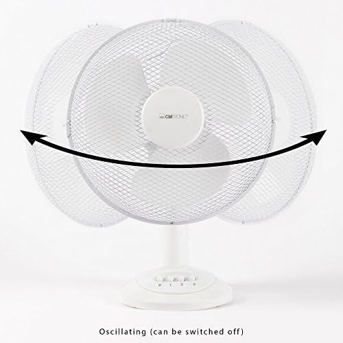  Clatronic VL 3602 Tischventilator 30 cm Durchmesser, oszillierend, 3 Geschwindigkeitsstufen, Neigungswinkel verstellbar, schwarz