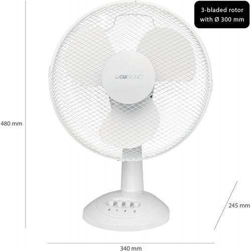  Clatronic VL 3602 Tischventilator 30 cm Durchmesser, oszillierend, 3 Geschwindigkeitsstufen, Neigungswinkel verstellbar, schwarz