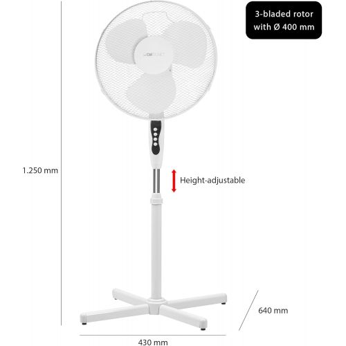  Clatronic VL 3603 S Standventilator 40 cm Durchmesser, oszillierend, 3 Geschwindigkeitsstufen, Neigungswinkel verstellbar, Weiss