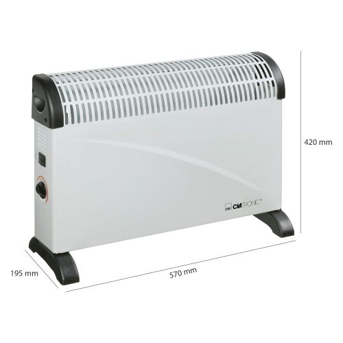  Clatronic KH 3077 Konvektor Heizung, mobile Warme, 3 Heizstufen (750/1250/2000 Watt), stufenlos regelbarer Thermostat, komfortable Tragemulden, gerauscharm