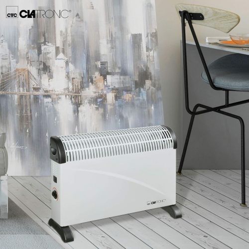  Clatronic KH 3077 Konvektor Heizung, mobile Warme, 3 Heizstufen (750/1250/2000 Watt), stufenlos regelbarer Thermostat, komfortable Tragemulden, gerauscharm