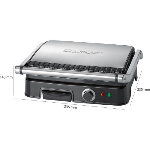  Clatronic KG 3487 Kontaktgrill fuer beidseitiges, fettfreies Grillen, antihaftbeschichtete Grillplatten, Edelstahlgehause