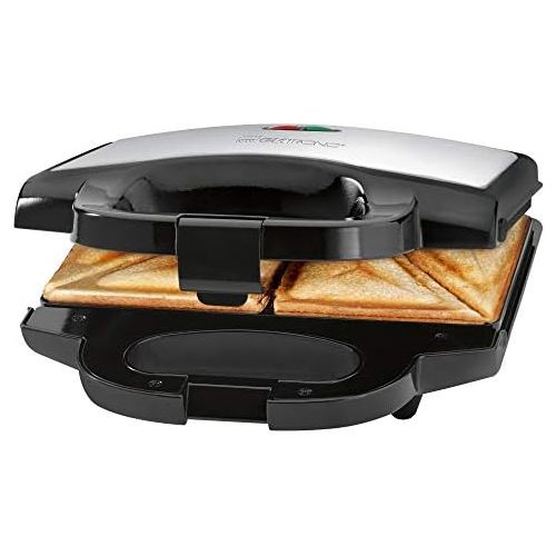  Clatronic ST 3628 Sandwichtoaster, dreieckige Sandwichplatten mit Antihaftbeschichtung, automatischer Temperaturregler, Edelstahleinlage, schwarz