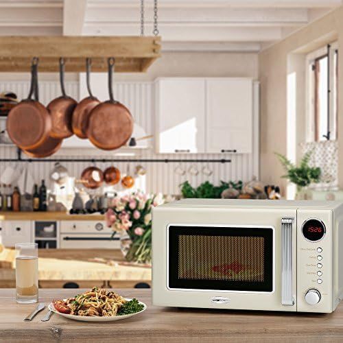  Clatronic MWG 790 2in1 Mikrowelle Retro-Design, 700 W Mikrowellenleistung, 1000 W Grillleistung, 20 L Garraum, Timerfunktion, Kindersicherung