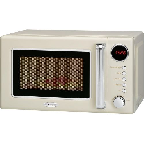  Clatronic MWG 790 2in1 Mikrowelle Retro-Design, 700 W Mikrowellenleistung, 1000 W Grillleistung, 20 L Garraum, Timerfunktion, Kindersicherung