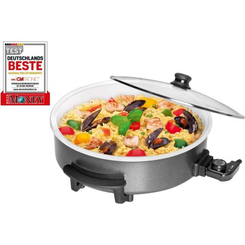  Clatronic PP 3570 C Partypfanne zum Kochen, Braten, Duensten, Auftauen und Warmhalten, 1550 Watt