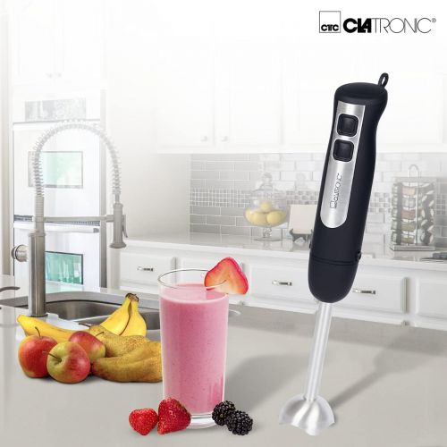  [아마존베스트]Clatronic SM 3739 Hand Blender with Ergonomic Handle, Powerful 800 Watt Motor, Removable Stainless Steel Mixing Rod, Hanging Eyelet, Silver/Black