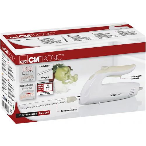  [아마존베스트]Clatronic EM 3062 electric knife, powerful motor, stainless steel double blades, dishwasher-safe, white