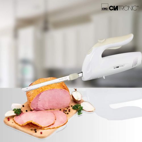  [아마존베스트]Clatronic EM 3062 electric knife, powerful motor, stainless steel double blades, dishwasher-safe, white