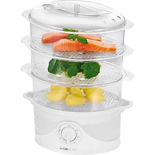  [아마존베스트]Clatronic DG 3665 Steamer Containers, Timer, Water Level Indicator, 800 Watt, White