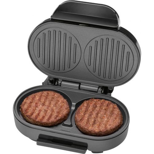  [아마존베스트]Clatronic HBM 3696 Hamburger Grill, 2 Large Grill Areas, 2 Indicator Lights, Removable Grease Catcher