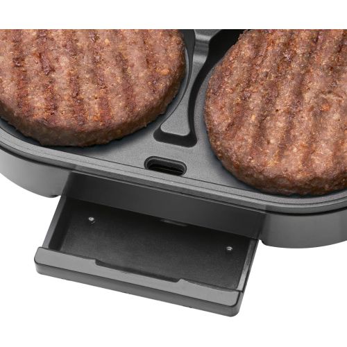  [아마존베스트]Clatronic HBM 3696 Hamburger Grill, 2 Large Grill Areas, 2 Indicator Lights, Removable Grease Catcher